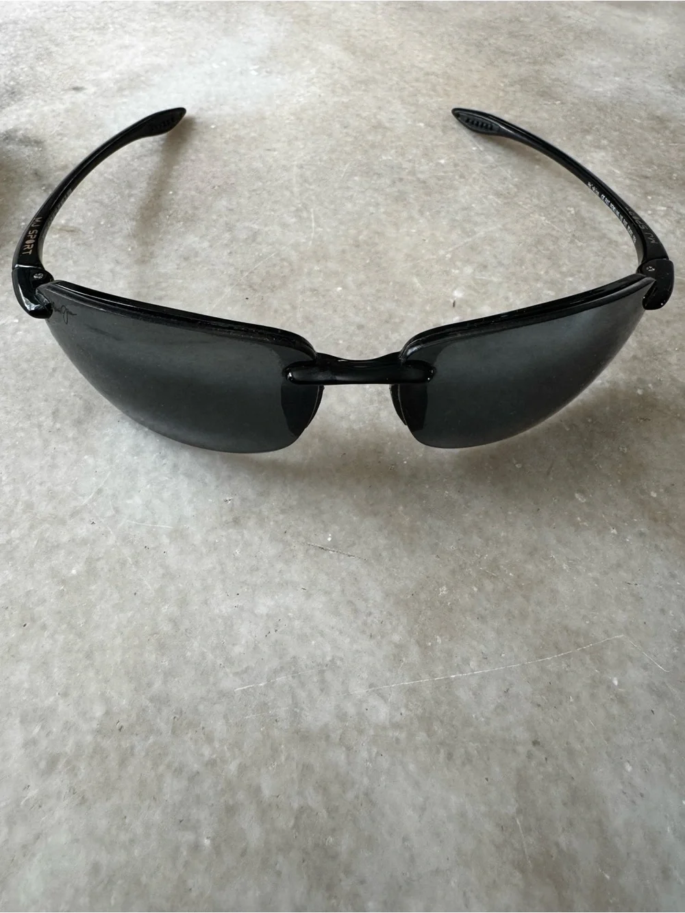 Men's Black Rimless Sport Sunglasses - Lightweight Black Lenses